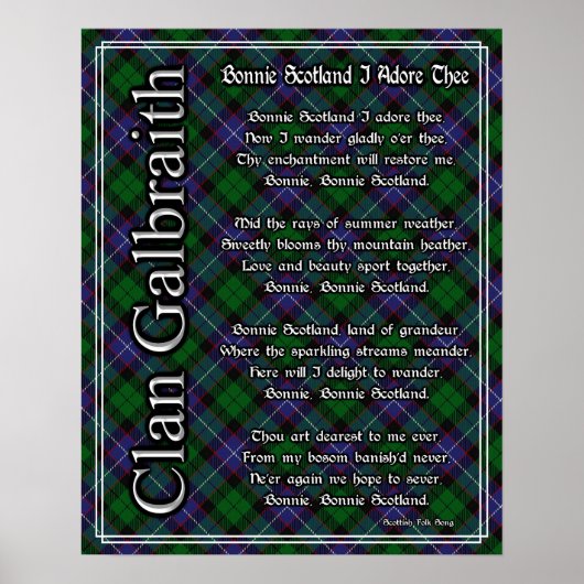 ボニースコットランドIアドレザクランガルブレイスタータンチェック ポスター (正面)