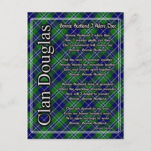 ボニースコットランドIアドレザクランダグラスタータンチェック ポストカード (正面)