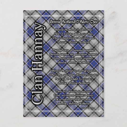 ボニースコットランドIアドレザクランハネータータンチェック ポストカード (正面)