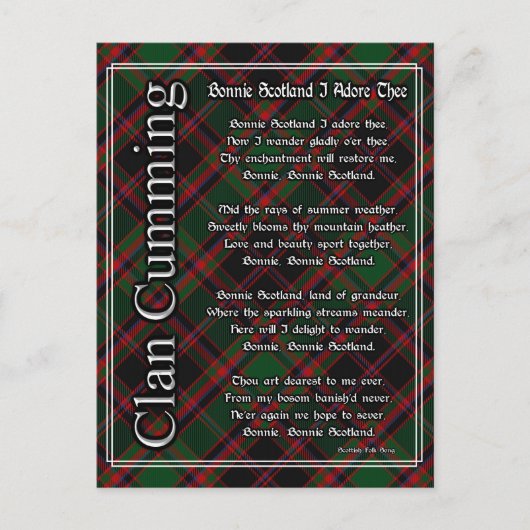 ボニースコットランドIアドールザクランクミングタータンチェック ポストカード (正面)