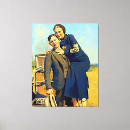 ボニーパーカークライド1933フェイク絵を描年代 キャンバスプリント