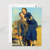 ボニーパーカークライド1933フェイク絵を描年代 ポストカード (正面/裏面)