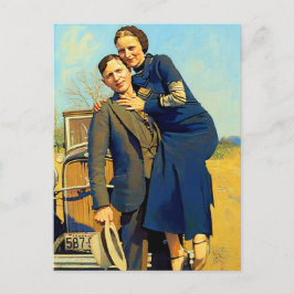 ボニーパーカークライド1933フェイク絵を描年代 ポストカード