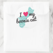 ボニー猫のステッカー（青）が大好き ラウンドシール (バッグ)