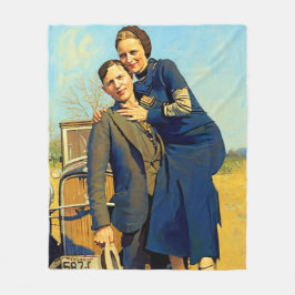 ボニー・パーカーとクライド・バロー 1933 フェイクペイント フリースブランケット