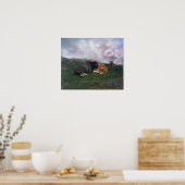 ボヌール – アルプスの丘の斜面に残っている牛 ポスター (キッチン)