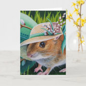 ボネのネズミが緑の卵の水彩画を発見 カード (黄色い花)