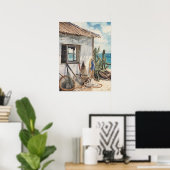 ボネアの漁小屋 ポスター (ホームオフィス)