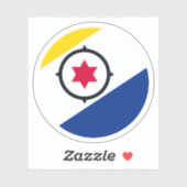 ボネア国旗の丸いステッカー シール (シート)