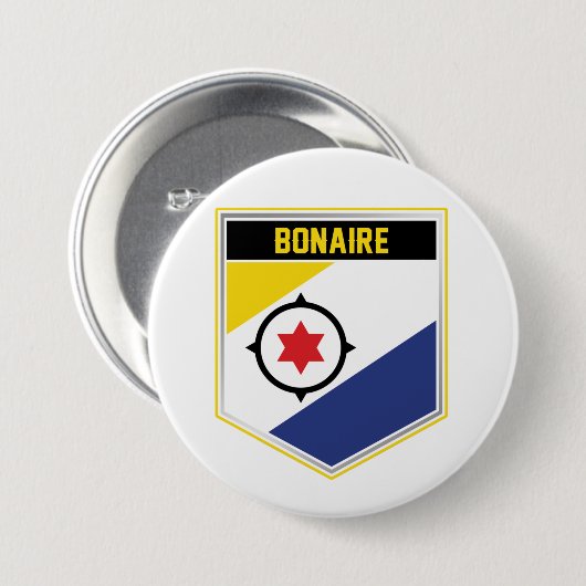 ボネア国旗の盾 缶バッジ (正面&裏面)