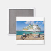 ボネア島沿岸に停泊するクルーズ船 マグネット (正面/裏面)