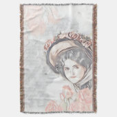 ボネビクトリアンとバラのヴィンテージ スローブランケット (正面縦)