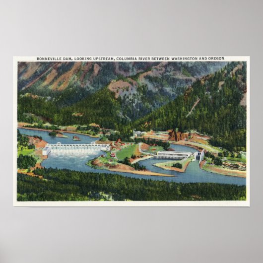 ボネヴィルの上流を見る航空写真 ポスター (正面)