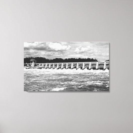 ボネヴィルダムメインスピルウェイ写真のビュー キャンバスプリント (正面)