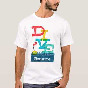 ボネールの飛び込み-カラフルなスキューバ Tシャツ