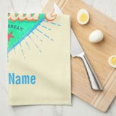 ボネールカリブのレトロ休暇ヴィンテージ島 キッチンタオル (四つ折り)