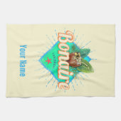 ボネールカリブのレトロ休暇ヴィンテージ島 キッチンタオル (横)