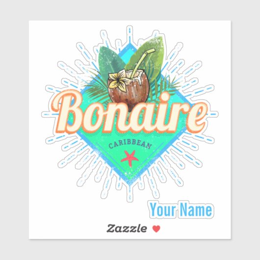 ボネールカリブのレトロ休暇ヴィンテージ島 シール (シート)