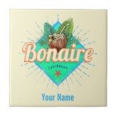 ボネールカリブのレトロ休暇ヴィンテージ島 タイル (正面)