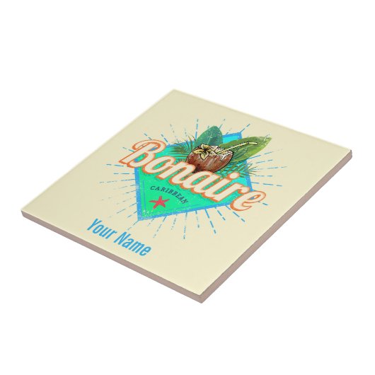 ボネールカリブのレトロ休暇ヴィンテージ島 タイル (側面)