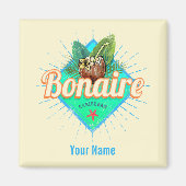 ボネールカリブのレトロ休暇ヴィンテージ島 マグネット (正面)