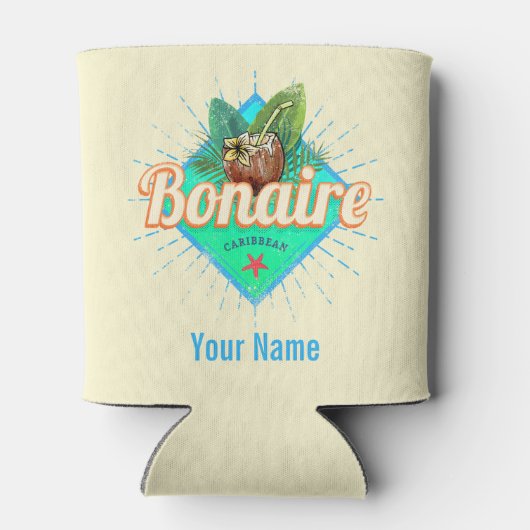 ボネールカリブのレトロ休暇ヴィンテージ島 缶クーラー (裏面)