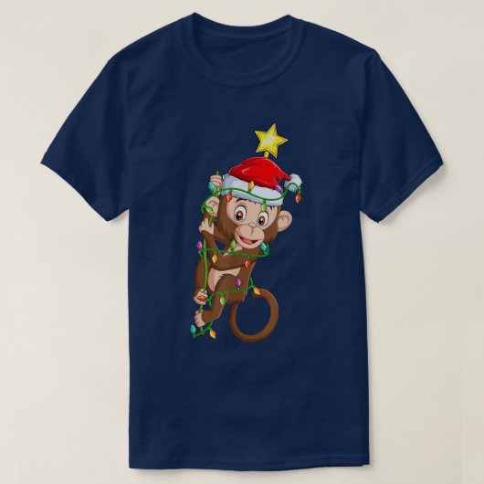 ボノボ照明クリスマスツリーマッチングボノボ・クリスマ Tシャツ (デザイン正面)