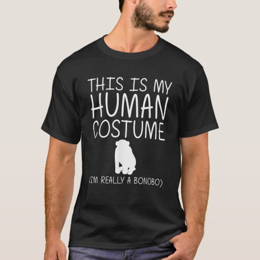 ボノボ簡単ハロウィーン人間の衣装チンパンジー Tシャツ (正面)