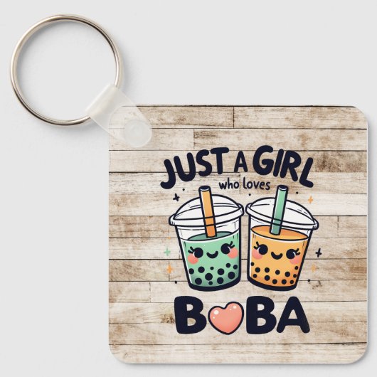 「ボバが大好きな女の子だ」キーチェパーソナライズされたーン キーホルダー (正面)