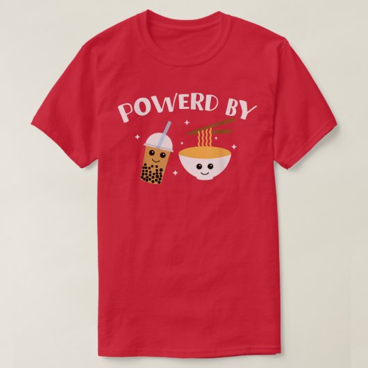 ボバとラーメンバブルティーを使った Tシャツ (デザイン正面)