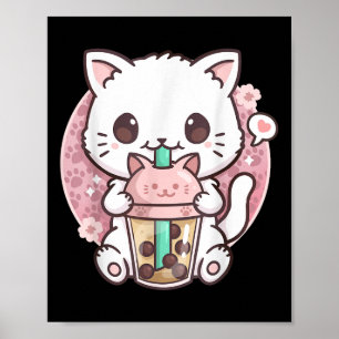 ボバねこ ボバ茶 バブル茶 かわいい アニメねこ カワ ポスター