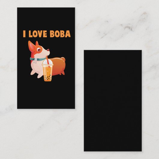 ボバウェルシュコーギーペンブローク泡ティーかわいいズドッグ 名刺 (正面/裏面)