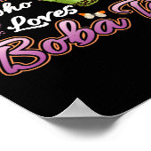 ボバカッコいいティーボバが大好きな女の子バブルティーを飲む ポスター (角)