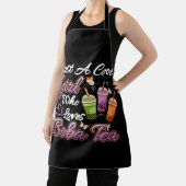 ボバカッコいいティーボバが好きな女の子がバブルティーを飲む エプロン (インサイチュ)