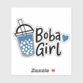 ボバガールバブルティーラバーブルーブラックラブハート シール (シート)