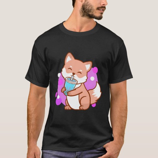 ボバキツネバブルティーかわいい寧子 Tシャツ (正面)