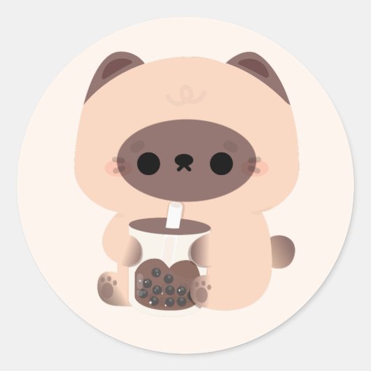 ボバシャメネコ ラウンドシール (正面)