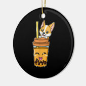 ボバタピオカパールズ泡乳茶飲料コルギ セラミックオーナメント (左)