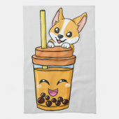ボバタピオカ真珠バブルミルクティードリンクコルギDo キッチンタオル (縦)