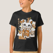 ボバティーかわいい猫バブルティーかわいいアニメ日本の Tシャツ (正面)