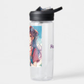 ボバティーを持つかわいいアニメの少女|過去記事 ウォーターボトル (左面)