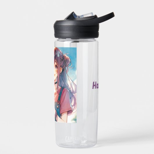 ボバティーを持つかわいいアニメの少女|過去記事 ウォーターボトル (左面)