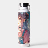 ボバティーを持つかわいいアニメの少女|過去記事 ウォーターボトル (背面)