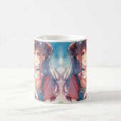 ボバティーを持つかわいいアニメの少女|過去記事 コーヒーマグカップ (中央)