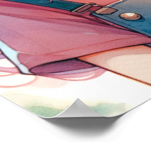 ボバティーを持つかわいいアニメの少女|過去記事 ポスター (角)