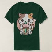 ボバティーキャブブルティーキャットかわいいアニメ猫 Tシャツ (デザイン正面)
