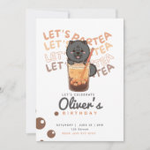 ボバティーチャウチャウドッグ誕生日招待状 招待状 (正面)