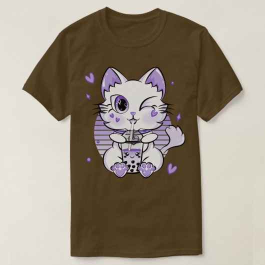 ボバティードリンクかわいい猫ボバ Tシャツ (デザイン正面)