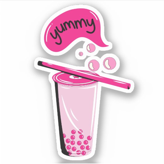 ボバティーバブルミルミルマッチャピンクティーピンク シール (正面)