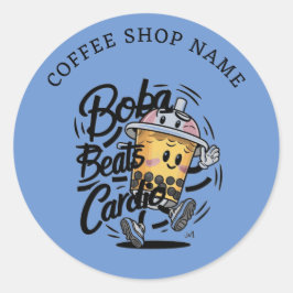 ボバビートカーディオおもしろいブランド名シール ラウンドシール